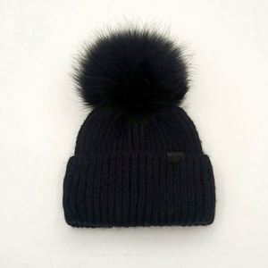 Hot Sale Custom Logo Knitted Wool Hat <b>Winter</b> Beanies Hats With Detachable Fur Pompom Luxury Beanie Hats With Pompom - Product Image 5