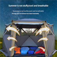 Tente de camping familiale 4-6 personnes, imperméable et coupe-vent, design hexagonal, tente d'été extérieure en tissu Oxford