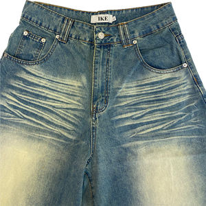 Shorts en jean <span class=keywords><strong>bleu</strong></span> <span class=keywords><strong>clair</strong></span> droits personnalisés pour hommes, streetwear, été, décontracté, hip hop, jorts pour garçon - Product Image 6