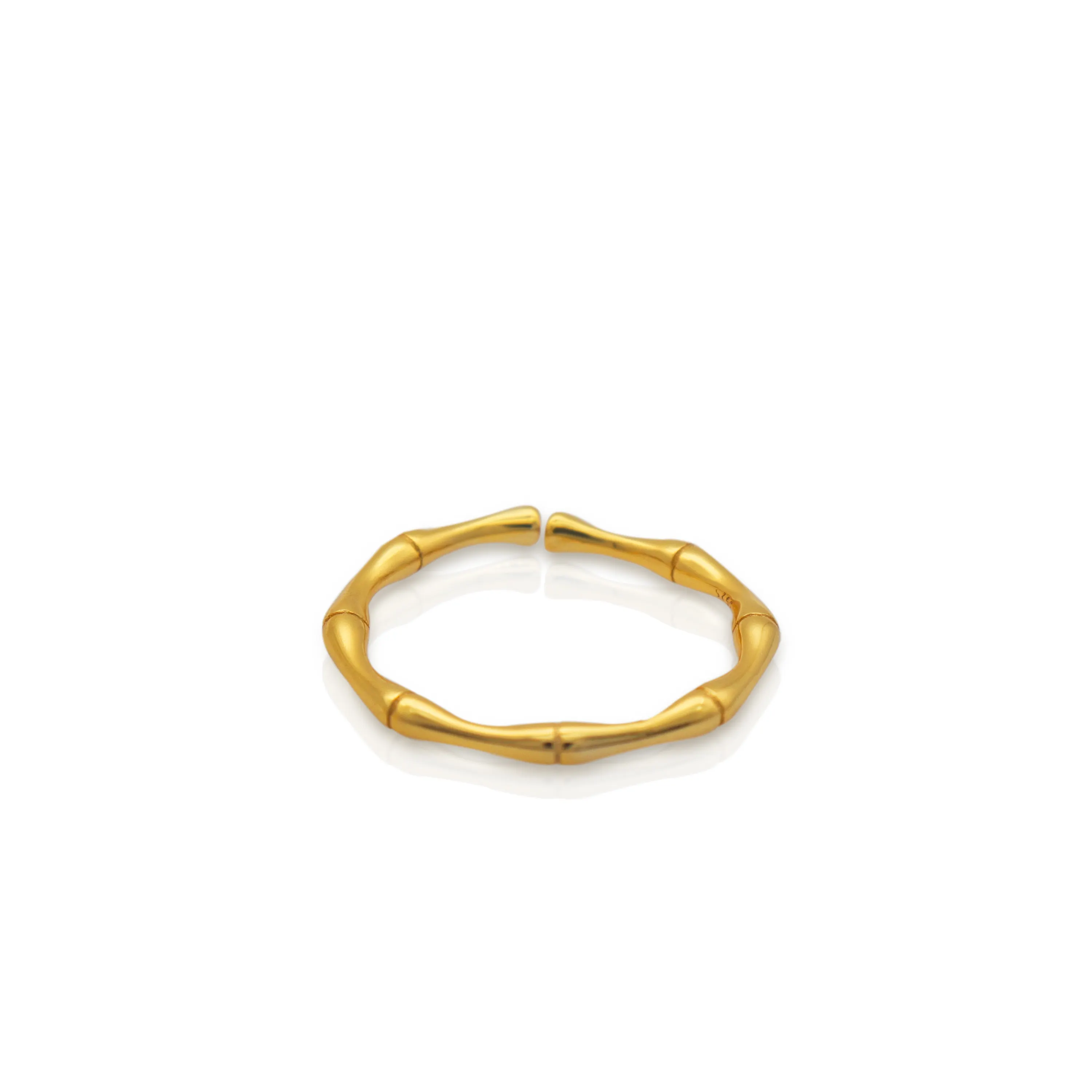 Chris April Modieuze 925 Sterling Zilver Goud Eenvoudige Gepersonaliseerde Verstelbare Bamboe Ringen