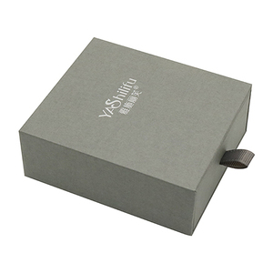 Custom Simple Advanced Jewelry Box Cardboard Gift Box Custom Printed Gray Drawer Type Small Jewelry Box