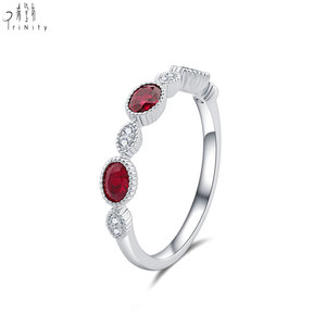 แหวนพลอยทับทิมสีแดงสด ทองคำขาวแท้ 18K สไตล์วินเทจสุดหรู  เป็นของขวัญวันเกิดที่ได้รับความนิยมมากที่สุด - Product Image 4