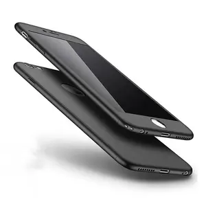 Grosir iphone 5s plastik keras-360 Penutup Ponsel Case untuk I Phone 12 11 Pro X 8 6S 7 5S SE PC Pelindung Cover untuk iPhone 7 7 Plus X MAX XR Case dengan Kaca