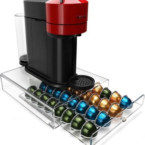 رف تخزين كبسولات القهوة الأكريليكية مع 32 رفًا لكل منها يحمل كبسولة واحدة - Product Image 1