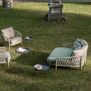 كرسي حديث كبير الحجم خارجي 2 شخص كرسي من الألومنيوم بإطار خارجي من الراتان حديقة متسكع شمس - Product Image 4