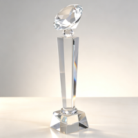 Trophée en verre cristal gravé sablé avec base de présentation pour la reconnaissance des réalisations