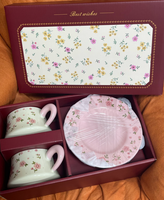Cadeau de mariage : Nouvelle tasse à café en céramique Gao Yan avec soucoupe, coffret cadeau, motif plantes et fleurs, le meilleur compagnon pour les amoureux du thé
