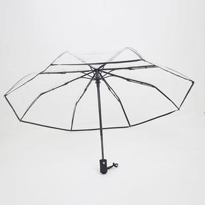 Parapluie pliant automatique QX au design moderne, compact, en tube de fer transparent, diamètre ouvert 97 cm, pour la vente en gros - Product Image 6