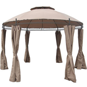 <strong>Outdoor</strong> Steel Double Roof Patio Round <strong>Gazebo</strong> <strong>with</strong> Curtain and Mosquito <strong>Net</strong>