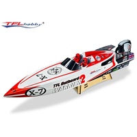 Barco RC Profesional Grande con Motor sin Escobillas, 35 Pulgadas, TFL Hobby 1148 Warrior Racing, Casco de Fibra de Vidrio Mono, Hélice de Latón de 2 Aspas, Escala 1:5