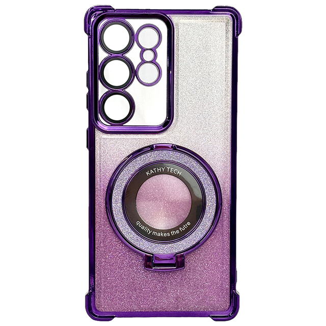 For Samsung Galaxy S25/S24 Ultra Phone Case Shockproof TPU Glitter Stand Cover Electroplate Lens Protector S22 SE S23 Plus case