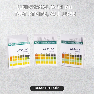 Bandelettes de test de <span class=keywords><strong>pH</strong></span> universelles de précision 0-14 avec une précision de 1 <span class=keywords><strong>pH</strong></span> pour l'eau, l'analyse de sol et les eaux usées industrielles - Product Image 2