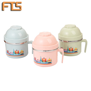 FTS lunchbox cartoon for kids with handle stainless steel thermal food containers plastic custom printed logo lunch box