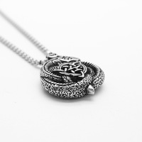 Liontin Viking Ouroboros Celtic Knot Vintage Personalized Pvd Stainless Steel Perhiasan Fashion Berkualitas Tinggi Kalung untuk Pria Grosir