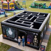Labyrinthe gonflable en PVC de qualité commerciale sur le thème d'Halloween, jeux de labyrinthe pour enfants, château personnalisé, aire de jeux facile à installer, couleur personnalisée
