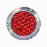 Lampu Belakang Truk LED Bulat 4 Inci Tahan Air, Lampu Rem, Sein, dan Mundur dengan Cincin Krom Stainless Steel untuk Trailer
