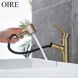 <span class=keywords><strong>Robinet</strong></span> de lavabo de salle de bain à tirage numérique, moderne et luxueux, en céramique de la ville de Kaiping, avec noyau en laiton, finition or brossé, montage sur plan - Product Image 3