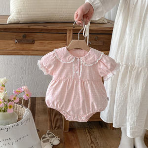 Mameluco de Verano para Bebé Niña, Estilo Delgado, Manga Corta, Dulce, de Una Pieza, Triangular, en Algodón y Rayón, para Salir - Product Image 5