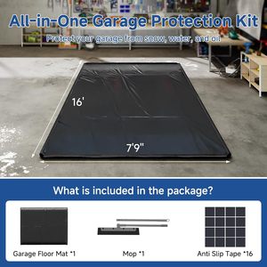 Protecteur <span class=keywords><strong>de</strong></span> sol <span class=keywords><strong>de</strong></span> garage en PVC <span class=keywords><strong>de</strong></span> qualité commerciale <span class=keywords><strong>de</strong></span> 22 oz avec sangles d'angle intégrées et raclette <span class=keywords><strong>de</strong></span> nettoyage facile, noir - Product Image 4