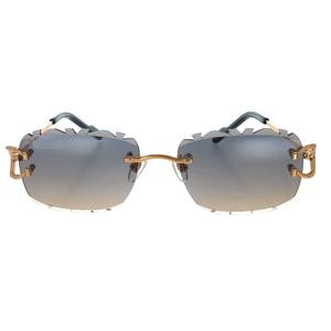 Premium Designer Sunglasses with Rimless Frame Mirrored Lenses and Luxury Stone Inspired Fashion Details - Product Image 2