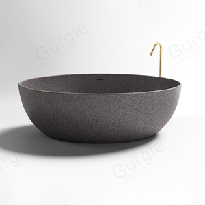 Bañera de Diseño Moderno de Superficie Sólida, Color Gris <span class=keywords><strong>Cemento</strong></span>, Bañera de Piedra Artificial para Apartamento u Hotel - Product Image 1