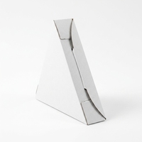 Boîte à pizza en carton ondulé blanc écologique avec trou, emballage alimentaire triangulaire à emporter, pelliculage mat et gaufrage