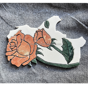 Mosaïque de fleurs en marbre poli à jet d'eau rose pour murs et sols, écologique, pour studios et villas - Product Image 6
