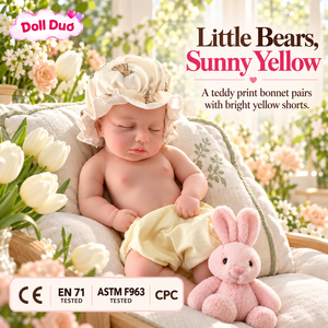 Custom 13 Inch Silicone <b>Reborn</b> Baby <b>Doll</b> Sleeping Newborn Cream Ruffle Bonnet Lifelike Hand Painted Soft Toy Educational - Product Image 2