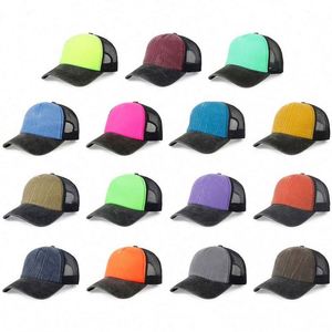 Casquette de sport rétro transfrontalière 5 panneaux pour hommes adultes, semi-mesh respirante, anti-UV, effet vieilli, polyester/coton, broderie 3D - Product Image 1