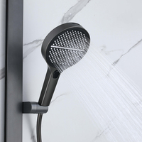 Ensemble de douche mural en laiton pour salle de bain domestique, avec pommeau de douche pluie et jet doux massant, finition brossée, robinet thermostatique coulissant