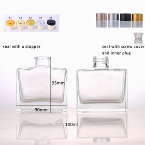 Empty Clear Flat Square 100ml Glass <strong>Diffuser</strong> Bottle Aromatherapy <strong>Diffuser</strong> Jar Container Reed <strong>Diffuser</strong> Sets Essential <strong>Oils</strong> - Product Image 2