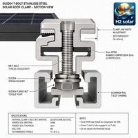 H2 Solar SUS304 Edelstahl T-Bolzen Solar-Dachklemme EPDM-Dichtung Trapezförmige Metalldach-PV-Montage