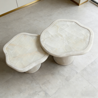 Table basse en marbre à design monopied pour salon, mobilier de maison durable, finition polie brillante, stabilité de la couleur