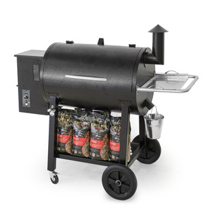 Barbecue à granulés de bois moderne et robuste pour patio avec roues, grand barbecue d'extérieur, fumoir, chariot pour jardin et cour - Product Image 1