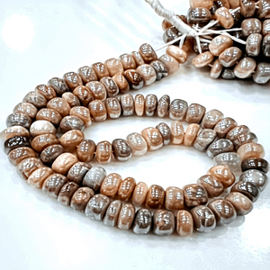 Perles rondes lisses en pierre de lune naturelle à 100%, 8-10 mm, lisses, brin de 14 pouces, haute qualité pour la fabrication de bijoux - Product Image 1