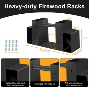 Kit de support de stockage de bûches de <span class=keywords><strong>bois</strong></span> de chauffage extérieur réglable à n'importe quelle longueur - Product Image 3
