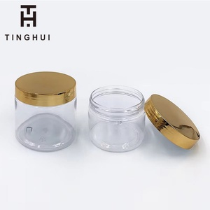 Pot en plastique transparent à large ouverture personnalisé de 4 oz et 8 oz avec couvercles à vis dorés, pot en PET pour crème cosmétique - Product Image 1