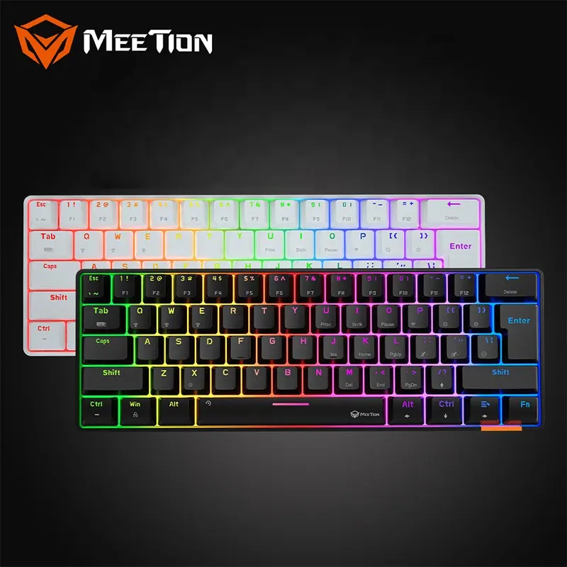 MEETION MT-MK005BT Bluetooth Wired Dual Mode 60% Tamanho Mini Portátil Preto Jogo Escritório Teclado Mecânico