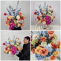 Bouquet de fleurs artificielles de luxe en soie de haute qualité, roses violettes, pour centres de table de mariage, décorations florales, boule de fleurs artificielles