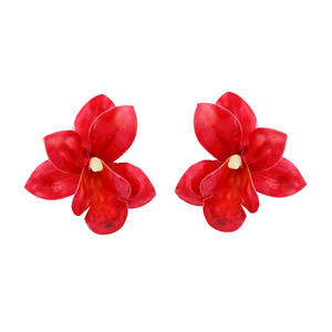 Boucles d'oreilles fleur en tissu goutte d'huile de mode bohème pour les femmes en vacances - Product Image 6