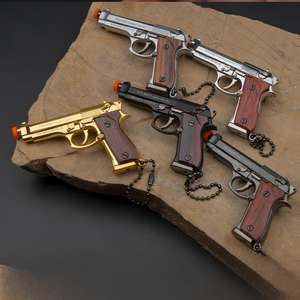 Llavero de Pistola Beretta M92 Dorada de 7.3 cm, Llavero de Madera, Modelo de Pistola de Metal, Mini Pistola de Juguete para Adultos - Product Image 2