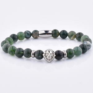 Bracelet élastique en perles de gorille avec agate mate sur mesure pour homme - Product Image 3