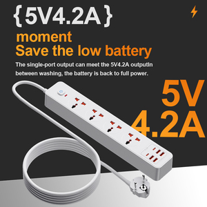 Cable de extensión de tira de alimentación de pared con <span class=keywords><strong>protector</strong></span> contra sobretensiones estándar del Reino Unido con tira de alimentación universal de 4 USB para 4 USB y 2 tipo C - Product Image 6