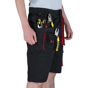 Men's Hi Visibility Workwear Cargo Shorts Multi Pocket Black Red Trim Breathable Cotton Outdoor Wear - Product Image 6