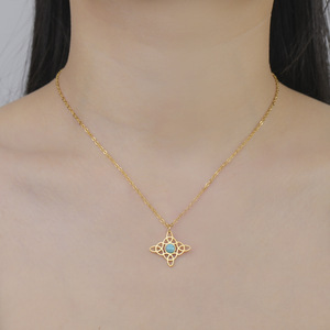 Collar de Acero Inoxidable con Nudo Irlandés de los Celtics y Turquesa para Mujer, Nudo de Bruja, Regalo de Cumpleaños - Product Image 4