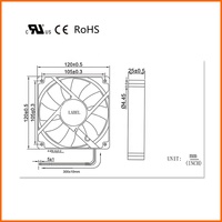 Top vente 12V 24V 48V 120mm 120*120*25mm 12025 IP55 haute Cfm roulement à billes sans brosse refroidissement Dc ventilateur axial