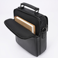 Sac bandoulière compact en cuir véritable pour homme, léger, imperméable, avec fermeture éclair, pour le travail et les voyages