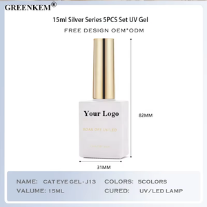 Ensemble 5 pièces de vernis à ongles gel UV série <span class=keywords><strong>argent</strong></span>ée de 15ml pour toutes les saisons vernis à ongles gel œil de chat vente en gros étincelant et durable - Product Image 6