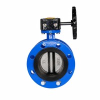 Katup Kupu-kupu Flens Zero Leakage Soft Seat Tipe Worm Gear untuk Air Bangunan Komersial DN150-DN300