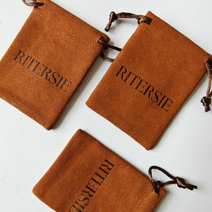Luxury Logo Printed Microfiber Recyclable Jewelry Packaging <b>Bag</b> Drawstring Pouch <b>Personalized</b> Deboss Printing 10x25cm Small <b>Gift</b> - Product Image 2